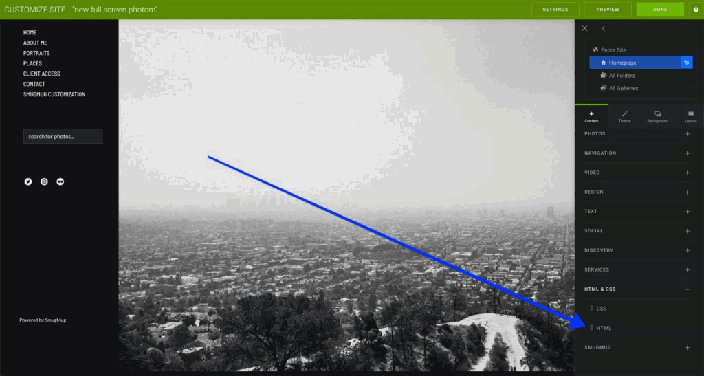 Custom Slideshow for SmugMug - adding HTML code.